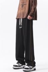 K129/P50春装新款现货个性刺绣设计休闲裤男卫裤宽松直筒运动裤，男装休闲裤，电商基地A050