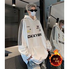 抖音得物供货提供视频秋冬重磅美式宽松织带连帽卫衣04196，男装卫衣，电商A486