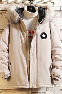 MM48008-P130 冬季大毛领衣男士大码加厚袄男服 砖墙挂拍图片