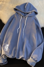 WY2048-P35加绒款-P40纯棉连帽卫衣男大码运动帽衫宽松薄外套男，男装卫衣，电商A040