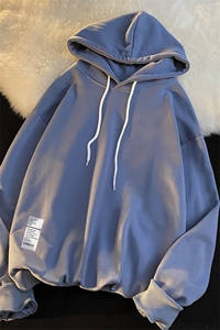 WY2048-P35 加绒款-P40 纯棉连帽卫衣男大码运动帽衫宽松薄外套男图片