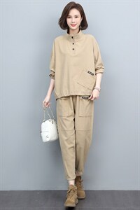 2024春款灯芯绒宽松显瘦长袖上衣女图片