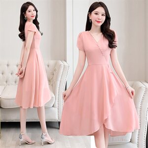 连衣裙 2021年夏季 减龄显瘦收腰 潮流 韩版 短袖，女装连衣裙，阿菲诺依