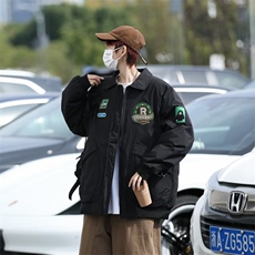 2022潮牌秋冬季新款棒球棉服男宽松夹克翻领棉衣外套W4170-P82，男装棉衣，星座412-3