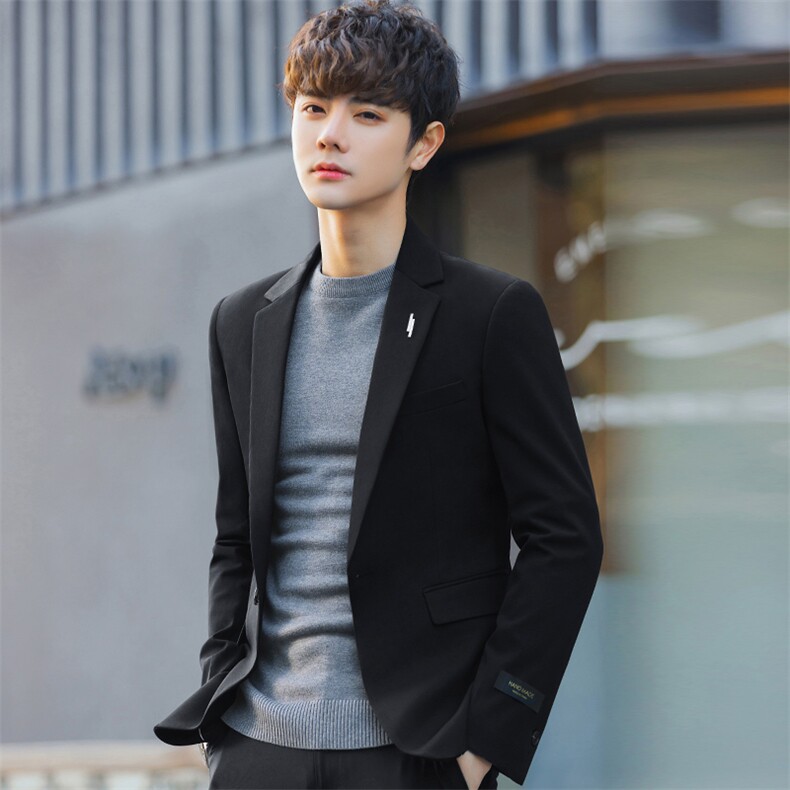 春秋季新款男套装修身青少年韩版修身时尚休闲西服两件套676P230，男装西服，电商A355（原A415）