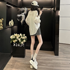 女款春季新款简约宽松尖领百搭纯色长袖衬衣设计感时尚休闲衬衣潮，女装衬衫，江南