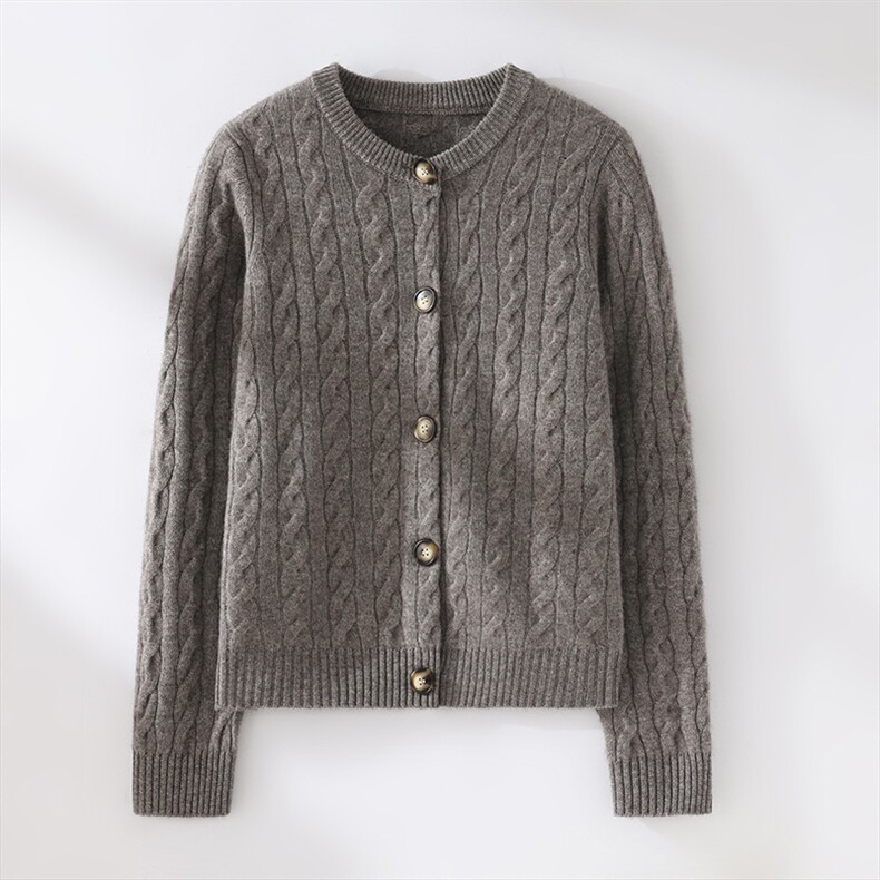 2025秋冬新款女羊绒衫100纯羊绒开衫保暖针织开衫加厚纯羊绒上衣，女装针织衫/毛衣，锦驼羊绒