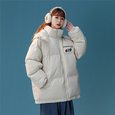 中性风22冬季潮流字母印花连帽面包服棉服宽松棉衣MY201P115控148，男装棉衣，A247A