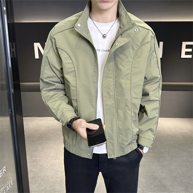 2025春季新款男士外套立领帅气工装青年夹克百搭时尚潮流上衣,男装夹克,电商A225