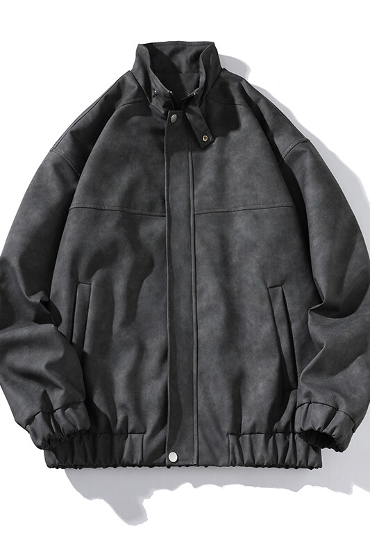 秋季宽松夹克男港风复古怀旧美式骑行机车服PU皮衣外套JK667-P95,男装夹克,星座505-3