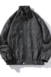 秋季宽松夹克男港风复古怀旧美式骑行机车服PU皮衣外套 JK667-P95图片