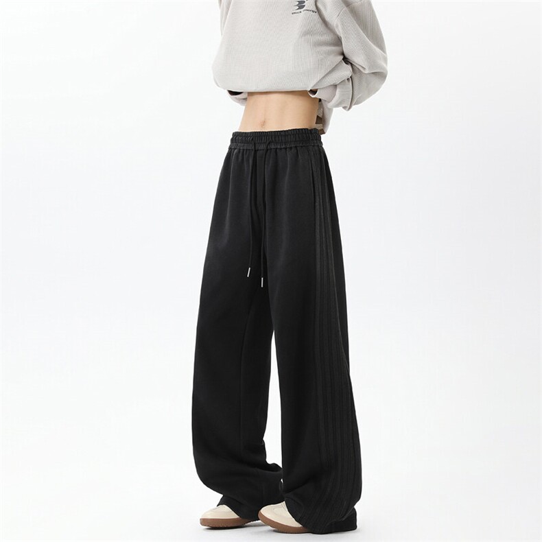 绿色雪尼尔灯芯绒阔腿裤男宽松bf慵懒风松弛感直筒垂感休闲裤子秋，男装休闲裤，电商B335