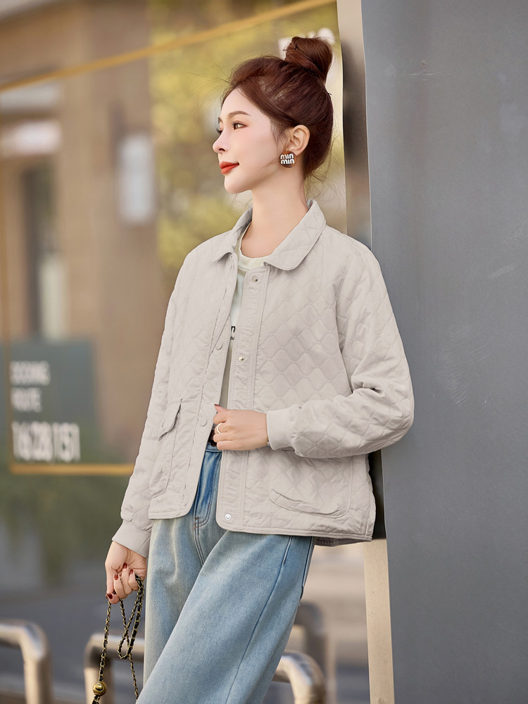 粉色菱格小香风短外套女2026春秋新款洋气减龄小个子休闲百搭上衣,女装短外套,余墨