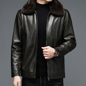 B-N216男士2023年秋季新款长袖加绒翻领PU皮夹克男士外套P72，男装皮衣，电商B360