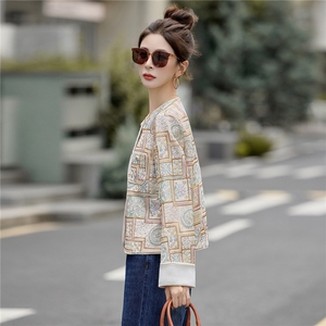 新中式重工刺绣短外套女2026春秋新款小香风亮片宽松汉服上衣图片