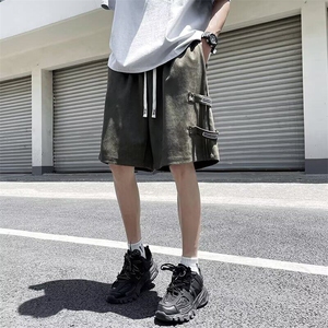 鹿皮绒美式复古机能工装短裤男夏季潮流青少年休闲百搭阔腿五分裤图片