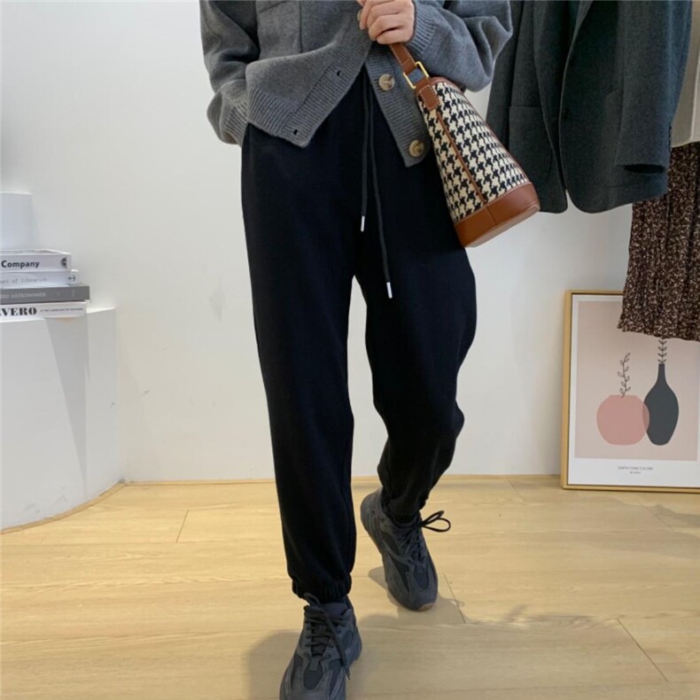 磨毛卫裤，裤型，女装休闲裤，素妮