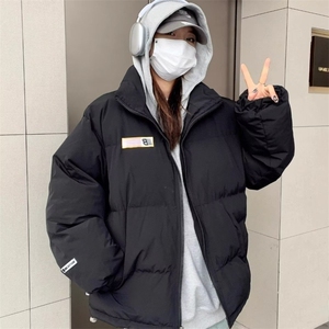冬季新款美式休闲小众旗帜印花棉衣棉服男加厚外套立领面包服潮图片