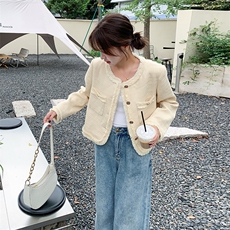 休闲名媛小香风外套女春秋法式韩系慵懒风chic流苏百搭小个子上衣，女装短外套，辉之琳