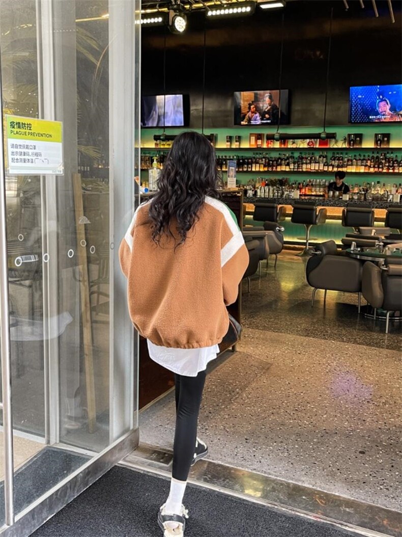 冬装新款毛毛棒球外套，其它，玫瑰共和国