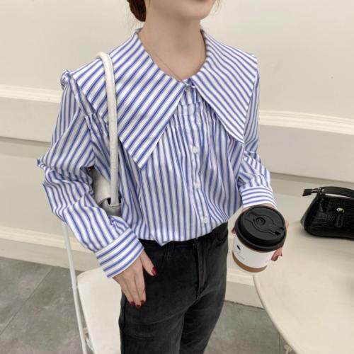 春款条纹衬衫，女装衬衫，DM(4F)