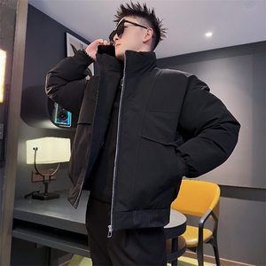 AY122/P138控178冬季社会小伙立领潮流保暖口袋潮牌棉服男灰黑首图片