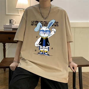 高品质夏季潮流印花短袖圆领T恤宽松大码休闲上衣A161-T9023-P25图片