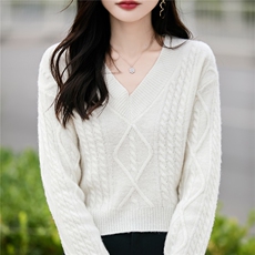 2025百搭时尚简约v长袖羊毛衫，女装羊毛衫，蒙特羊绒