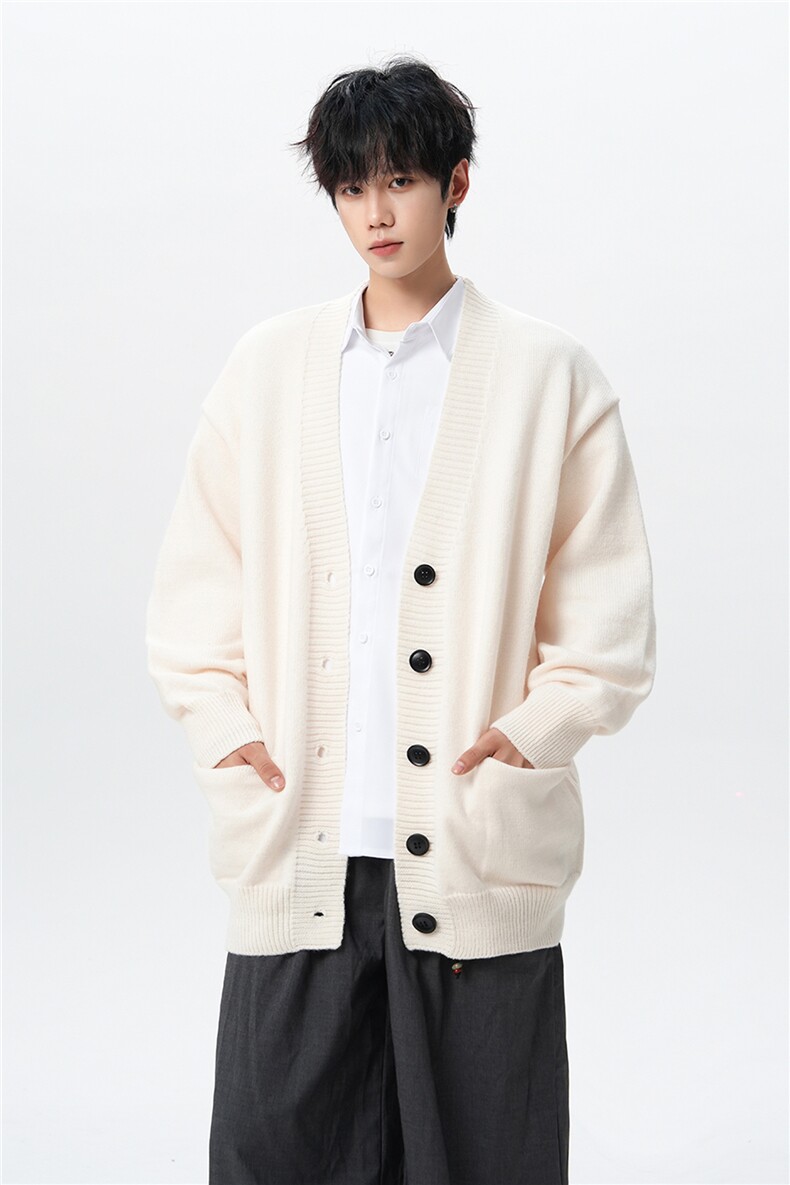 8XL-M大码V领开衫毛衣外套男日系复古宽松慵懒风针织衫KS002p55,男装针织衫/毛衣,电商B312