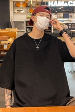 T8070/P30夏季开叉短袖透气T恤男纯色宽松半袖提花重磅上衣大码男，男装T恤，电商A141