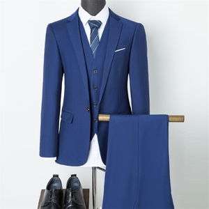 新款西服套装中青年男士西装男外套商务休闲正装三件套HB853-P240图片