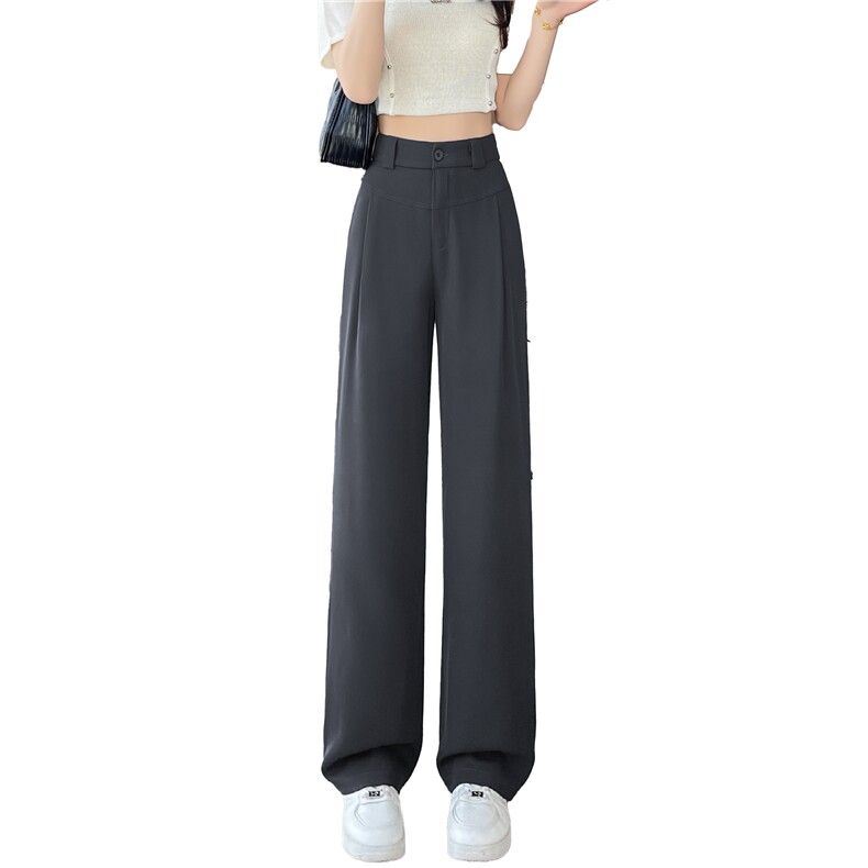 现货2025新款西装裤女春夏季高腰垂感宽松阔腿裤大码休闲裤,女装休闲裤,云美莎专业女裤-全店现货