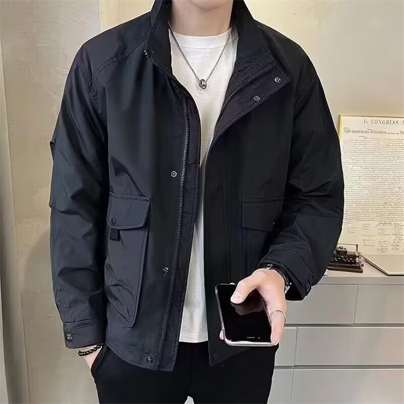 网图现货秋款立领男工装横条防水双层内里潮流外套夹克RT810-P68,男装夹克,星座1005-4