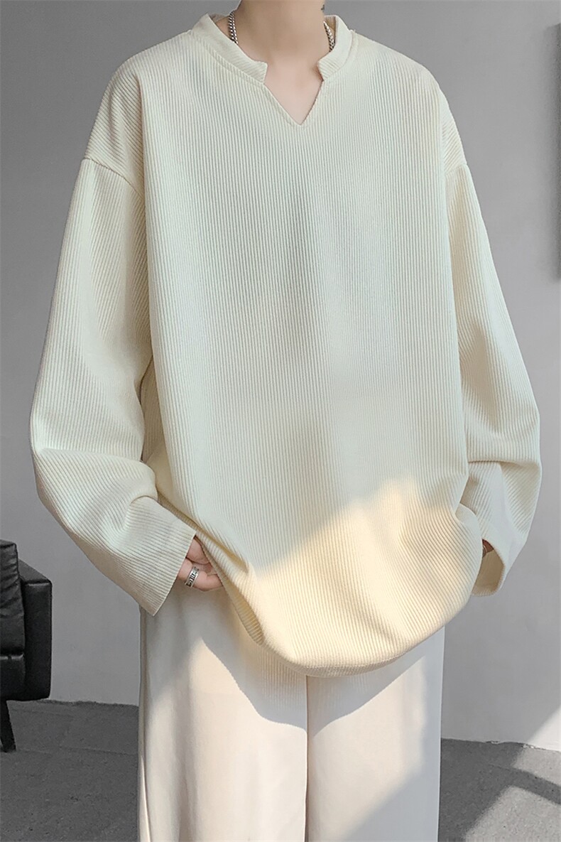 8XL-M长袖打底衫T恤V领针织体恤麦穗条卫衣加肥加大码TX3102特P35,男装T恤,电商B238