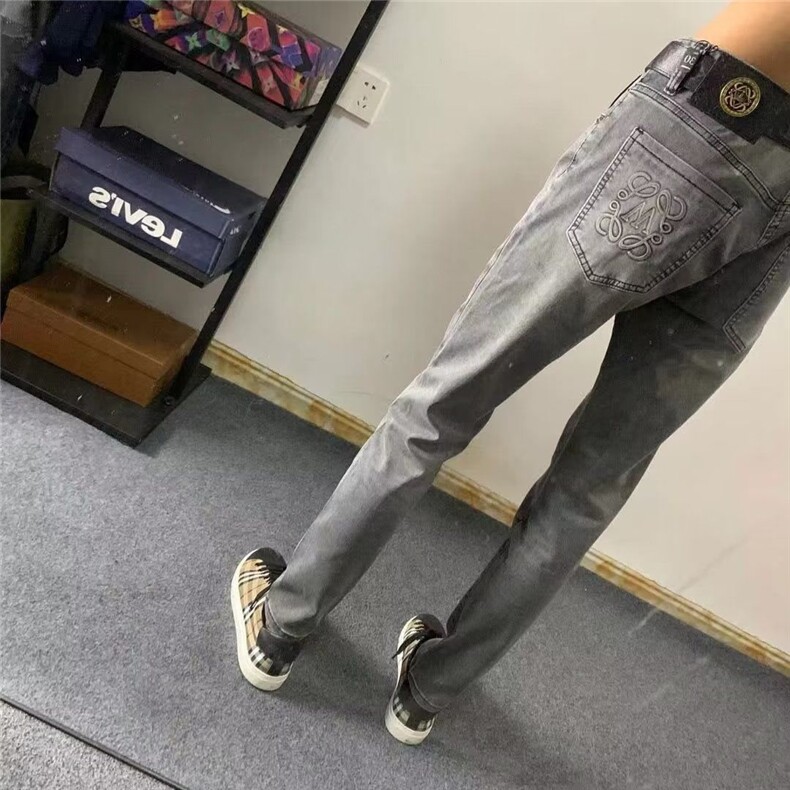 1506-1/KK099011/P48男士烫印精神小伙高端烟灰牛仔裤弹力小脚裤,男装牛仔裤,星座1506-1