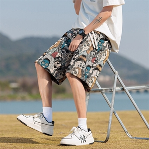 夏季新款大码休闲裤男潮刺绣花短裤五分裤子217-2-K203-特P35图片