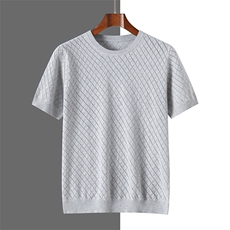 夏季2025男士冰感薄款纯棉短袖镂轻奢高端百搭男短袖，男装T恤，牧绒家园高端店