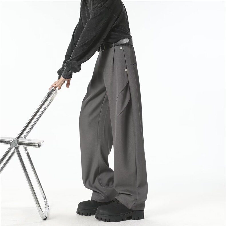 西裤男春秋季2025新款垂感cleanfit直筒宽松休闲长裤K6828-P49，男装西裤，星座412-3