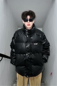 405A  美式高街个性金属设计假两件pu皮棉服   MY24925-P155控188图片
