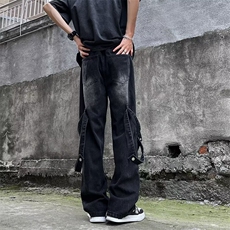 美式解构牛仔裤男士秋冬小众高级感复古做旧水洗工装裤N8155-p58，男装牛仔裤，星座1008