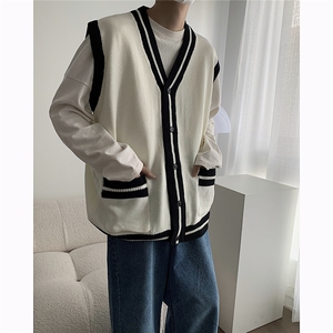 韩系开衫马甲情侣无袖坎肩毛衣背心潮T610-P65图片