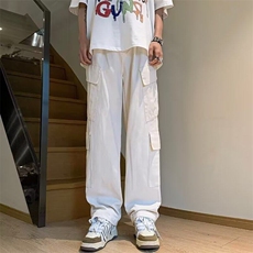 工装裤男女高街中性风宽松直筒潮牌多口袋休闲长裤潮5900P45，男装工装外套，星座410-2