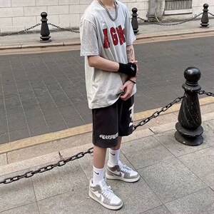 夏季美式复古篮球短裤男潮运动裤休闲五分裤AD57P28图片