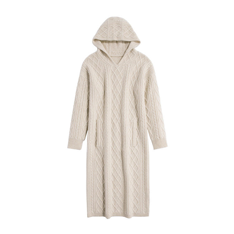 2025年秋季长袖ins风连帽舒适时尚百搭通勤长裙，女装连衣裙，胜智羊绒