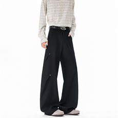 26新款高级感美式男女宽松西裤老钱风休闲裤子504-K267-特P42控88，男装西裤，星座504