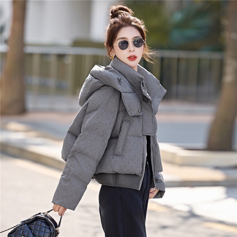 2025冬季新款白鸭绒巨好看的羽绒服连帽时尚百搭女短款保暖外套潮,女装羽绒服,意芙