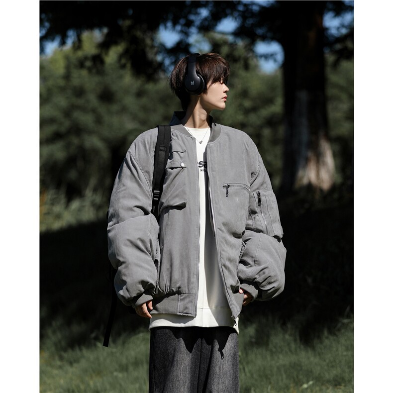 美式高街飞行员夹克棉服外套男冬加厚潮牌宽松棒球上衣MF285-P103,男装夹克,星座412-2