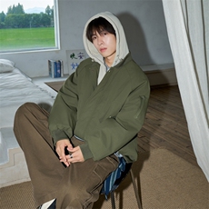 !潮流冬季连帽拉链加绒加厚棉衣情侣撞色棉服外套MY5567-P78，男装棉衣，星座610B-1