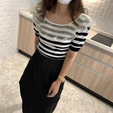 新款木耳边针织上衣冰爽面料，其它，XTZ style