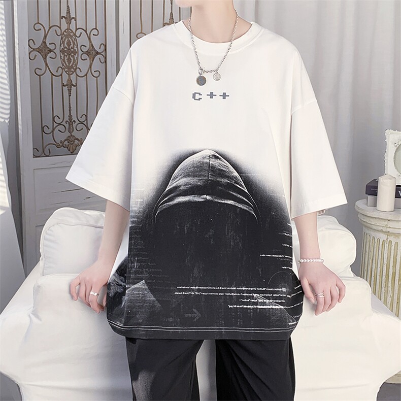 货足7XL-M 纯短袖T恤男2023夏季新款美式ins潮半袖体恤加肥加大图片